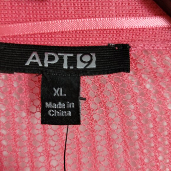 NEW Apt. 9 Cardigan Open Stitch Yoke Wish Pink XL Long Sleeve Sheer lightwt NWT - Picture 8 of 10